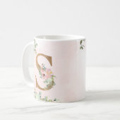 Lettre monogramme S Aquarelle Florale Café Mug (Devant gauche)