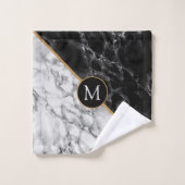 Lettre monogramme Serviettes de bain Marbre noir b (Gant de toilette)