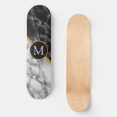 Lettre Monogramme Skateboard Cadeau Marbre noir bl (Recto)