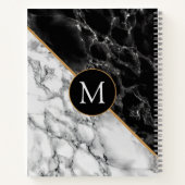 Lettre monographie Carnet Marbre noir blanc (Dos)
