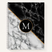 Lettre monographie Carnet Marbre noir blanc (Devant)