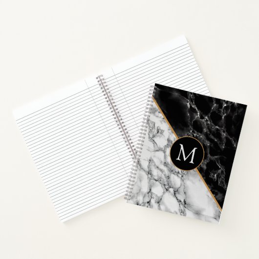 Lettre monographie Carnet Marbre noir blanc (Intérieur)