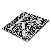 LETTRE MONOGRAPHIQUE Alphabet Floral Carreaux K (Côté)