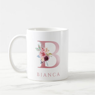 LETTRE MONOGRAPHIQUE B Aquarelle Florale Café Mug