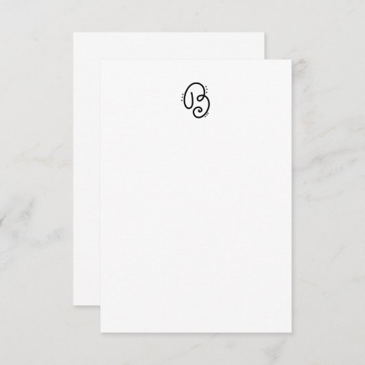 Lettre monographique B carte pour notes manuscrit (Devant / Derrière)