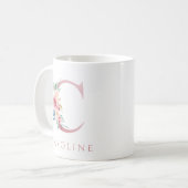 LETTRE MONOGRAPHIQUE C Aquarelle Florale Café Mug (Devant gauche)