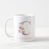 LETTRE MONOGRAPHIQUE C Aquarelle Florale Café Mug (Gauche)