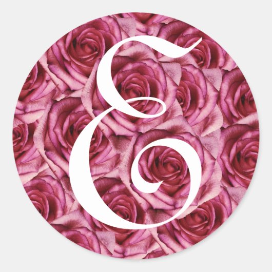 LETTRE MONOGRAPHIQUE E Sticker Roses Rose (Devant)