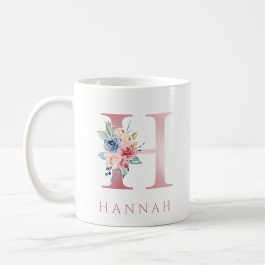 LETTRE MONOGRAPHIQUE H Aquarelle Florale Café Mug (Gauche)