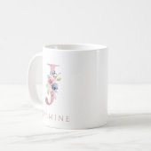 LETTRE MONOGRAPHIQUE J Aquarelle Florale Café Mug (Devant gauche)