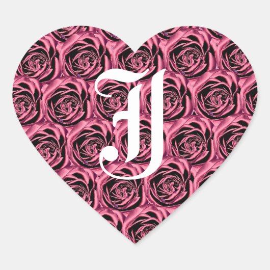 LETTRE MONOGRAPHIQUE J ROSE Sticker coeur Roses (Devant)