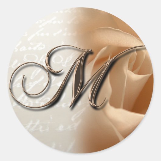 LETTRE MONOGRAPHIQUE M Sticker Mariage Enveloppe (Devant)