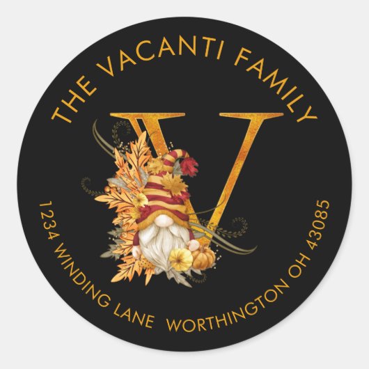 LETTRE MONOGRAPHIQUE V Étiquette de adresse de la (Devant)