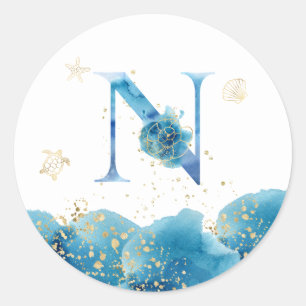 *~* LETTRE N - Autocollant d'enveloppe Sea Ocean B