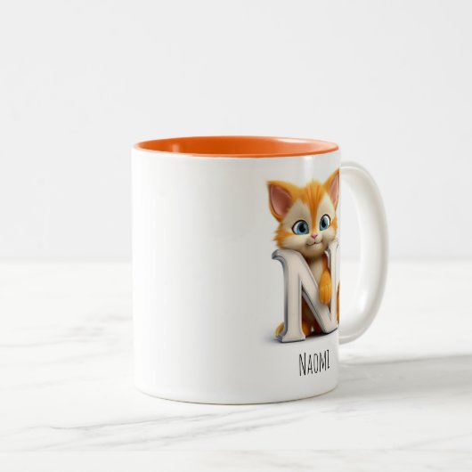 Lettre N Cat Alphabet Monogramme Café Mug (Devant droit)