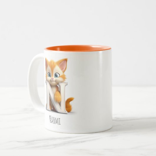 Lettre N Cat Alphabet Monogramme Café Mug (Devant gauche)