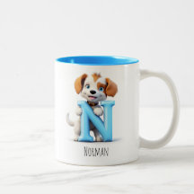 Lettre N Chien Alphabet Monogramme Café Mug