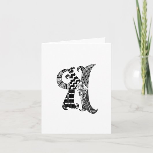 Lettre N Monogramme en noir et blanc (Devant)