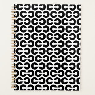 LETTRE NOIRE ET BLANCHE GRAVE C Alphabet Motif