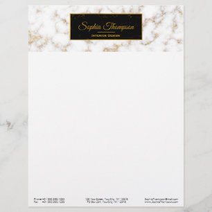 Lettre Nom élégant moderne de marbre d'or blanc - en-tête