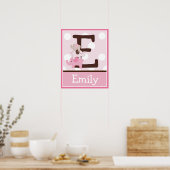 Lettre & nom Eléphants rose empilés Poster mural (Cuisine)