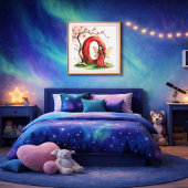 Lettre O Affiche d'art de la fée des fleurs de cer