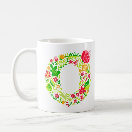 Lettre O en Fleurs Café Mug (Gauche)