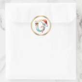 Lettre O monogramme, autocollant de Noël chapeau d (Sac)