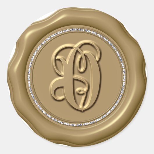 *~* Lettre O Stickers de cire dorée rond de diaman (Devant)