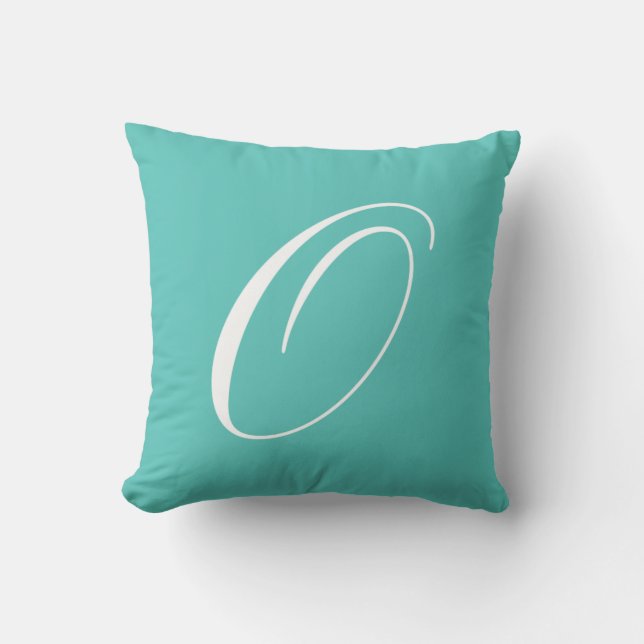 Lettre O Turquoise Monogramme Coussin (Recto)