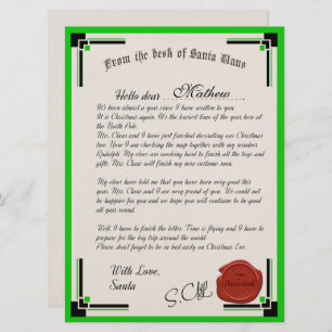 Lettre officielle de la carte de vacances du Père 