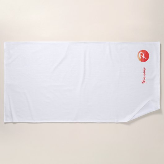 Lettre ondulée orange monogramme P serviette de pl (Devant)