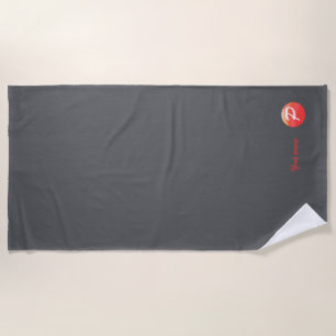Lettre ondulée orange P serviette de plage gris