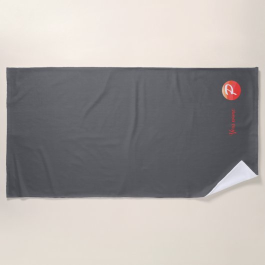 Lettre ondulée orange P serviette de plage gris (Devant)