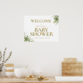 Lettre or verte Affiche de bienvenue Baby shower (Cuisine)