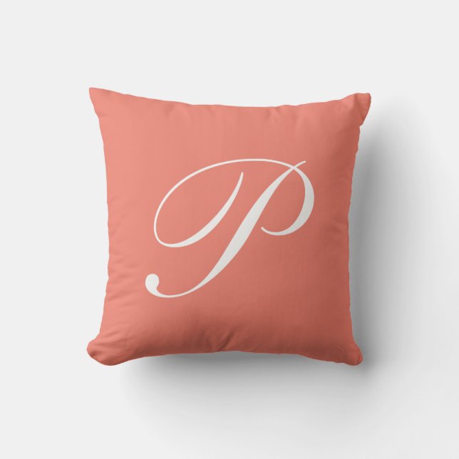 Lettre P Coral Monogramme Coussin (Recto)