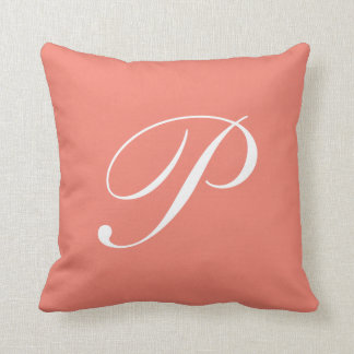 Lettre P Coral Monogramme Coussin