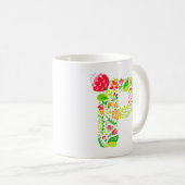 Lettre P en Fleurs Café Mug (Devant droit)