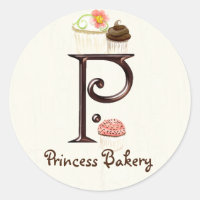 Lettre P Monogram Cupcake Logo Stickers Entreprise