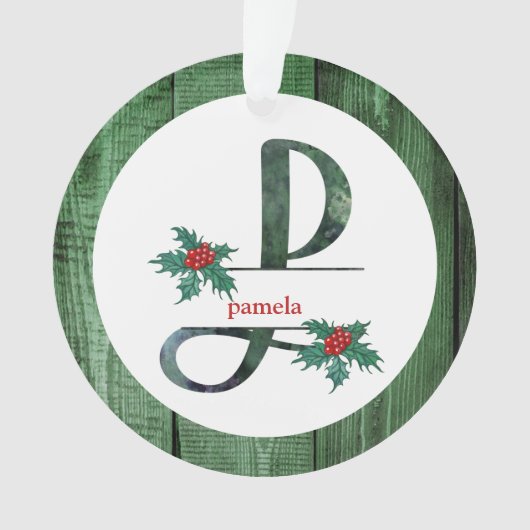 *~* Lettre P Rustic Christmas PHOTO Wood AP44 (devant)