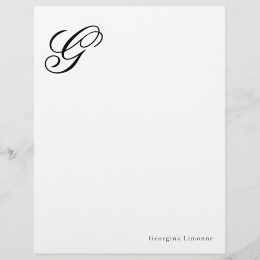 Lettre Papeterie à en-tête avec monogramme de script élég (Devant)