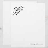 Lettre Papeterie à en-tête avec monogramme de script élég (Devant / Derrière)