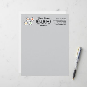 Lettre Papier à en-tête de restaurant de sushi moderne av