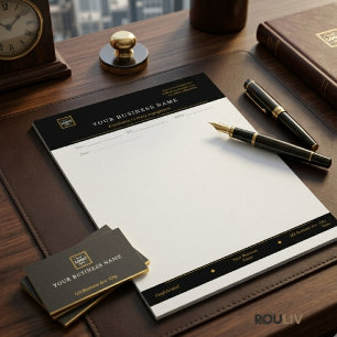 Lettre Papier à en-tête exécutif Noir Or   Entreprise de 