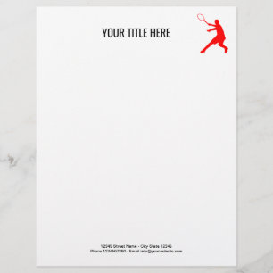 Lettre Papier à en-tête personnalisé de tennis pour joueu