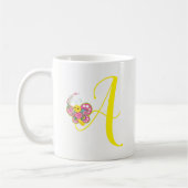 Lettre papillon A Mug Florale (Gauche)