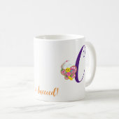 Lettre papillon C Mug florale (Devant droit)