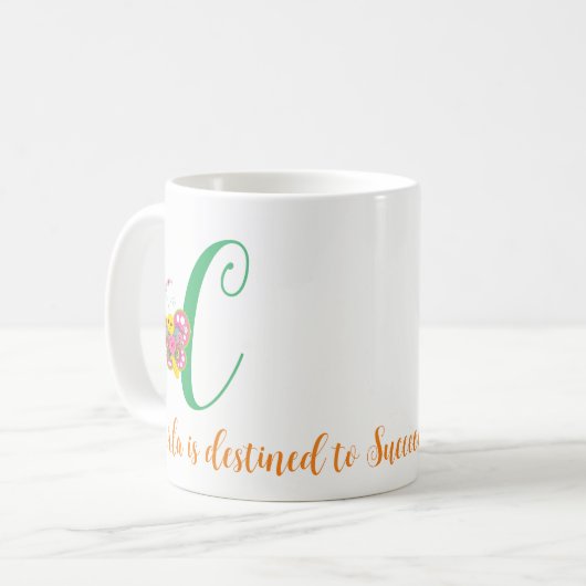 Lettre papillon C Mug florale (Devant gauche)