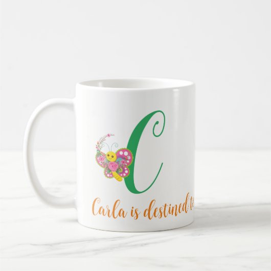 Lettre papillon C Mug florale (Gauche)