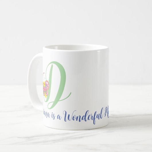 Lettre papillon D Mug florale (Devant gauche)